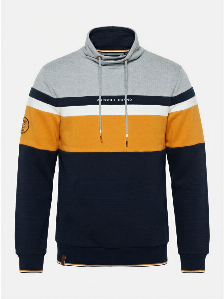 

KOROSHI Свитер с высоким воротником и хлопковыми полосками бежевого цвета