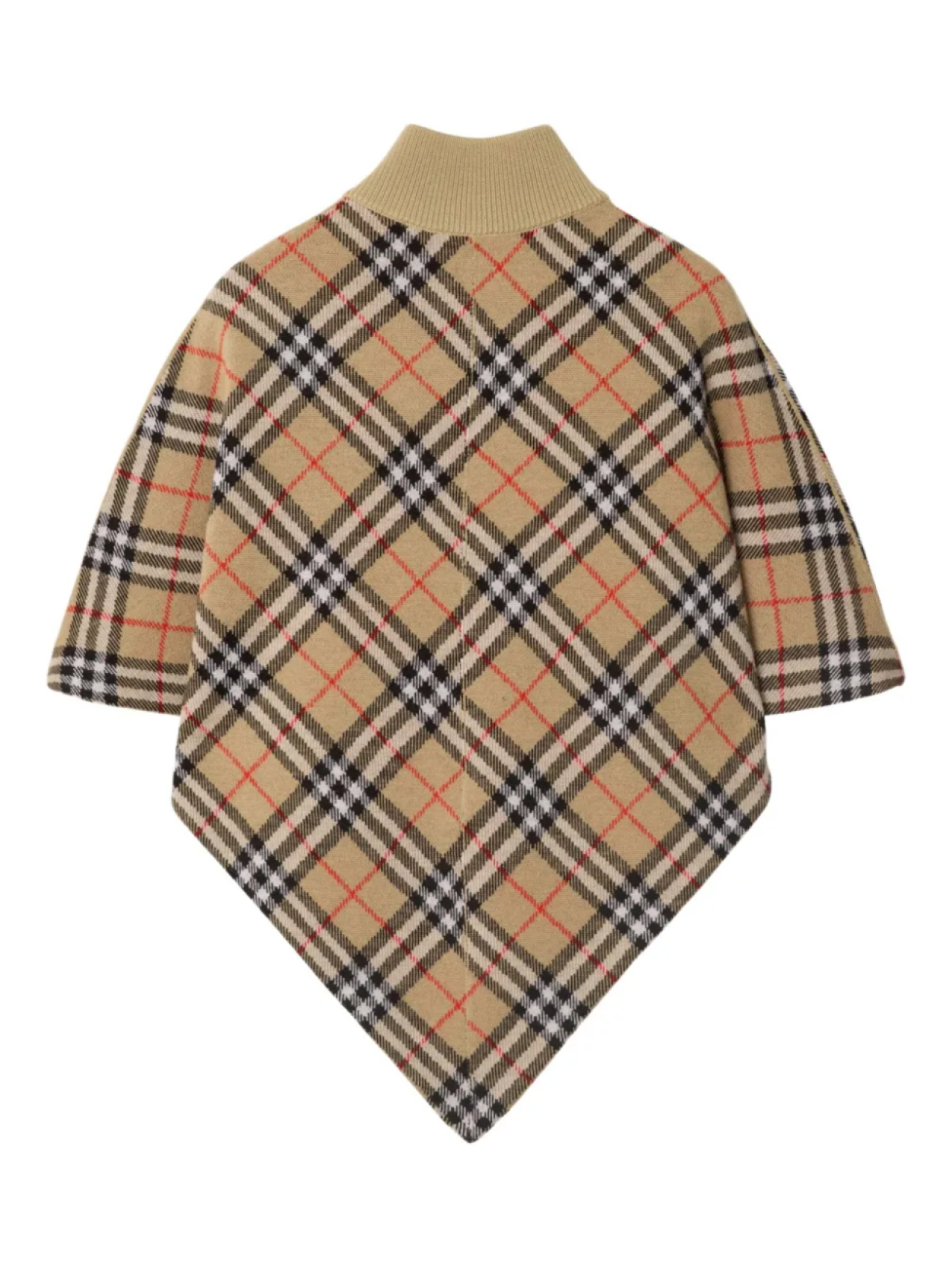 Шерстяная накидка в клетку Burberry Kids, нейтральный — фото 2