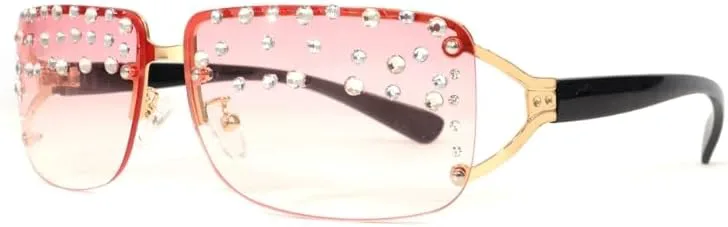 

Солнцезащитные очки без оправы со стразами, солнцезащитные очки для пляжа и лета, модные женские очки для путешествий, показов и музыкальных фестивалей Generic, B