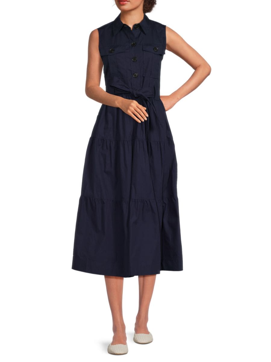 

Платье-миди из хлопка с поясом Флоренс Derek Lam 10 Crosby, темно-синий