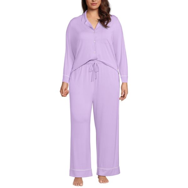 

Комплект пижамы из топа и брюк больших размеров Lands' End, цвет lilac petal