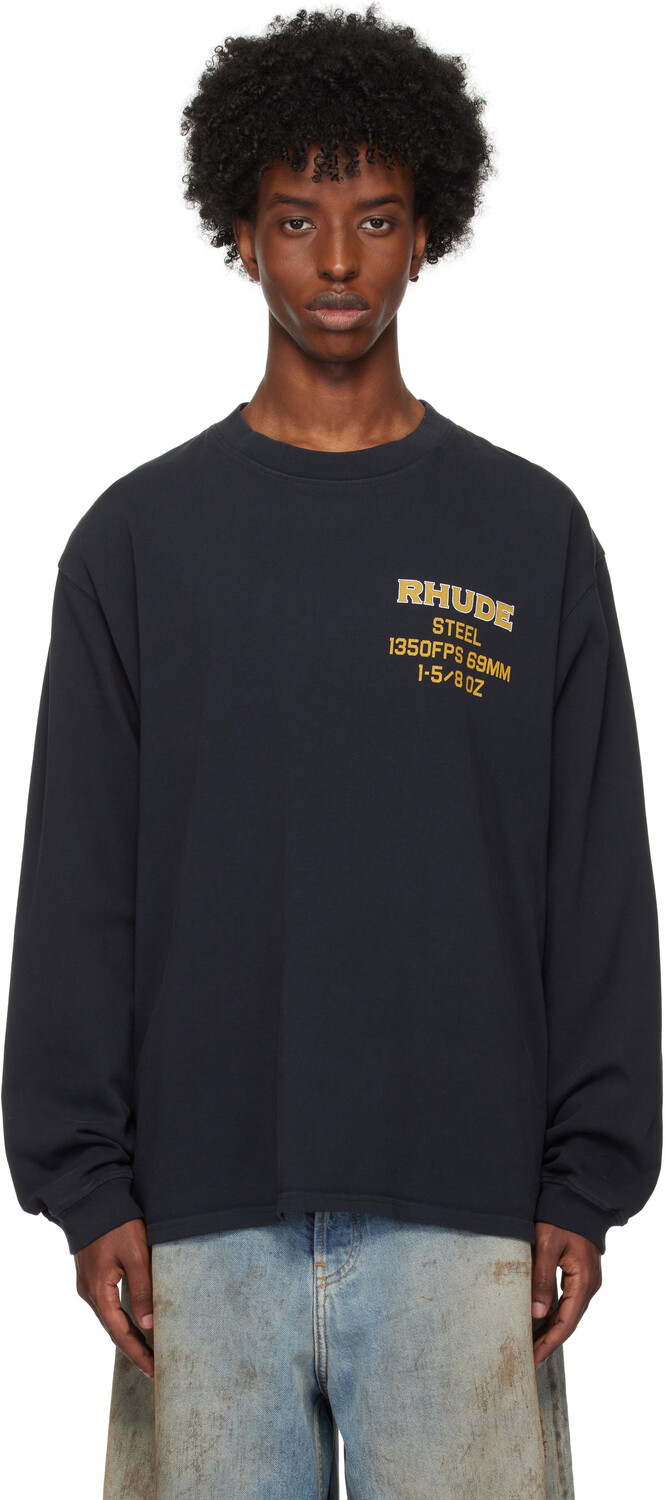 

Черная футболка «Стальная» Ls Rhude, Vtg black