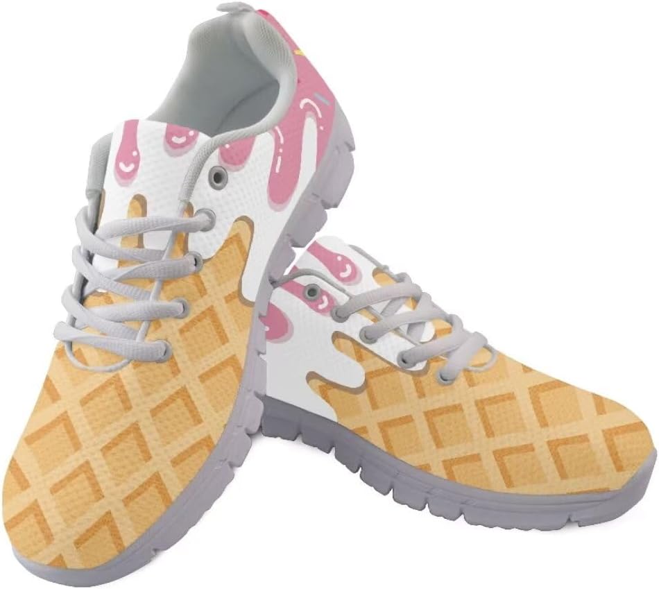 

Кроссовки Jeiento с нескользящей подошвой для женщин и мужчин, модные кеды, удобная спортивная обувь для тренировок, подростковые девочки, повседневная обувь из сетки, плоская подошва, Ice Cream