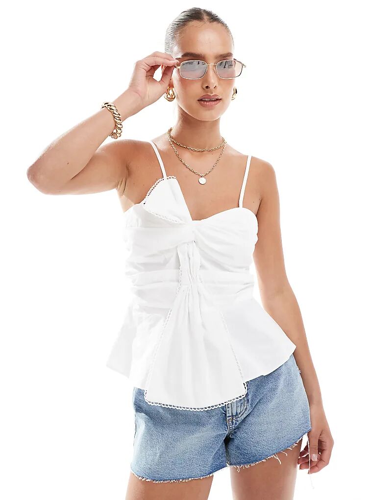 

Топ-комбинезон с бантом белого цвета River Island