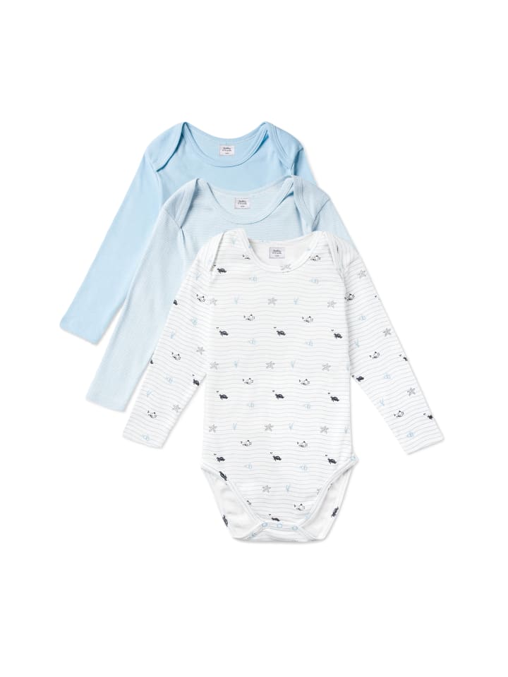 

Stellou & friends Комплект из трех предметов: боди с запахом, с длинными рукавами, синего цвета