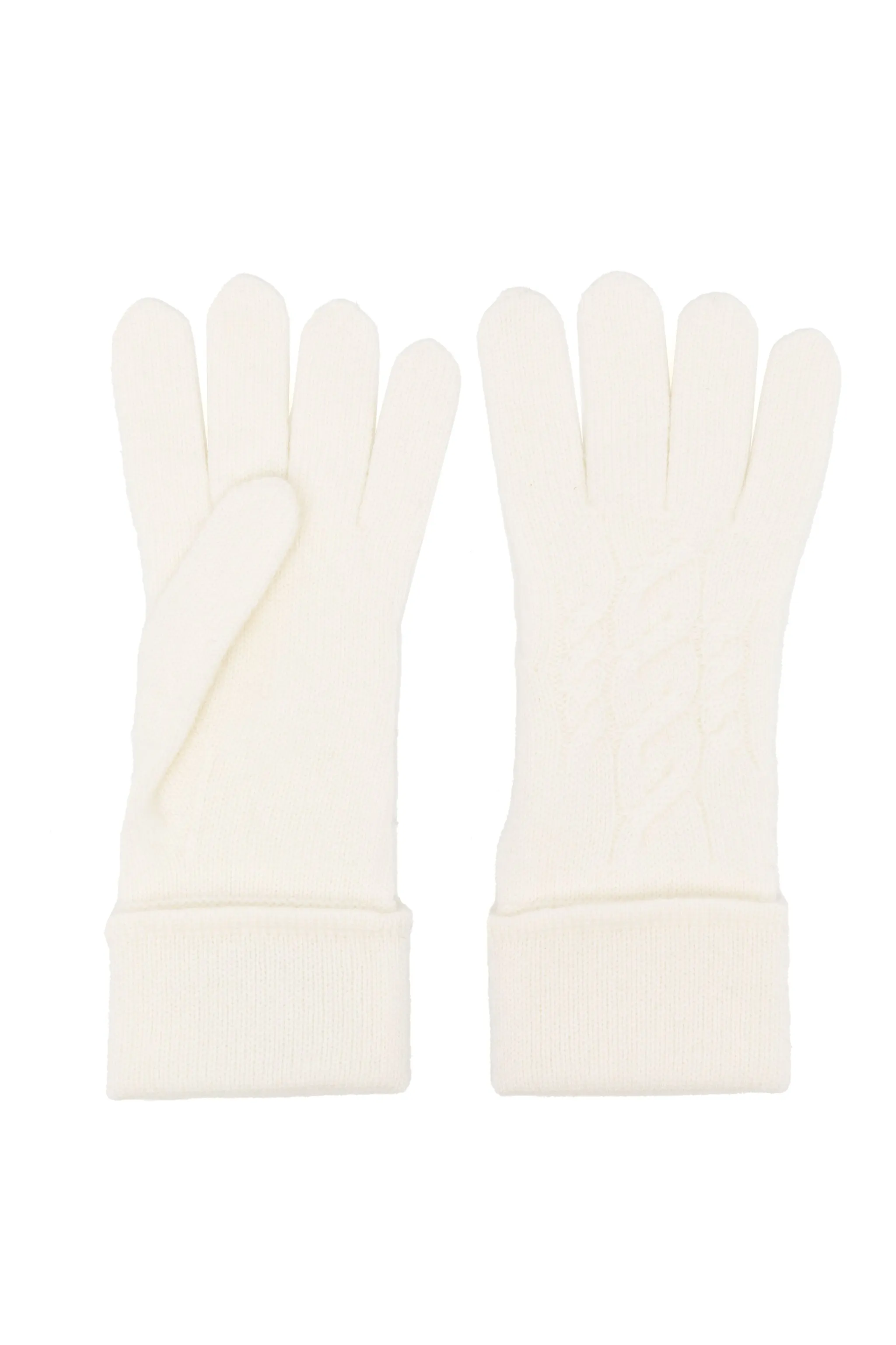 

Кашемировые перчатки фактурной вязки N.Peal, белый