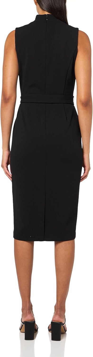 Женское платье Calvin Klein с креповым воротником и завязкой на шее, Black — фото 2