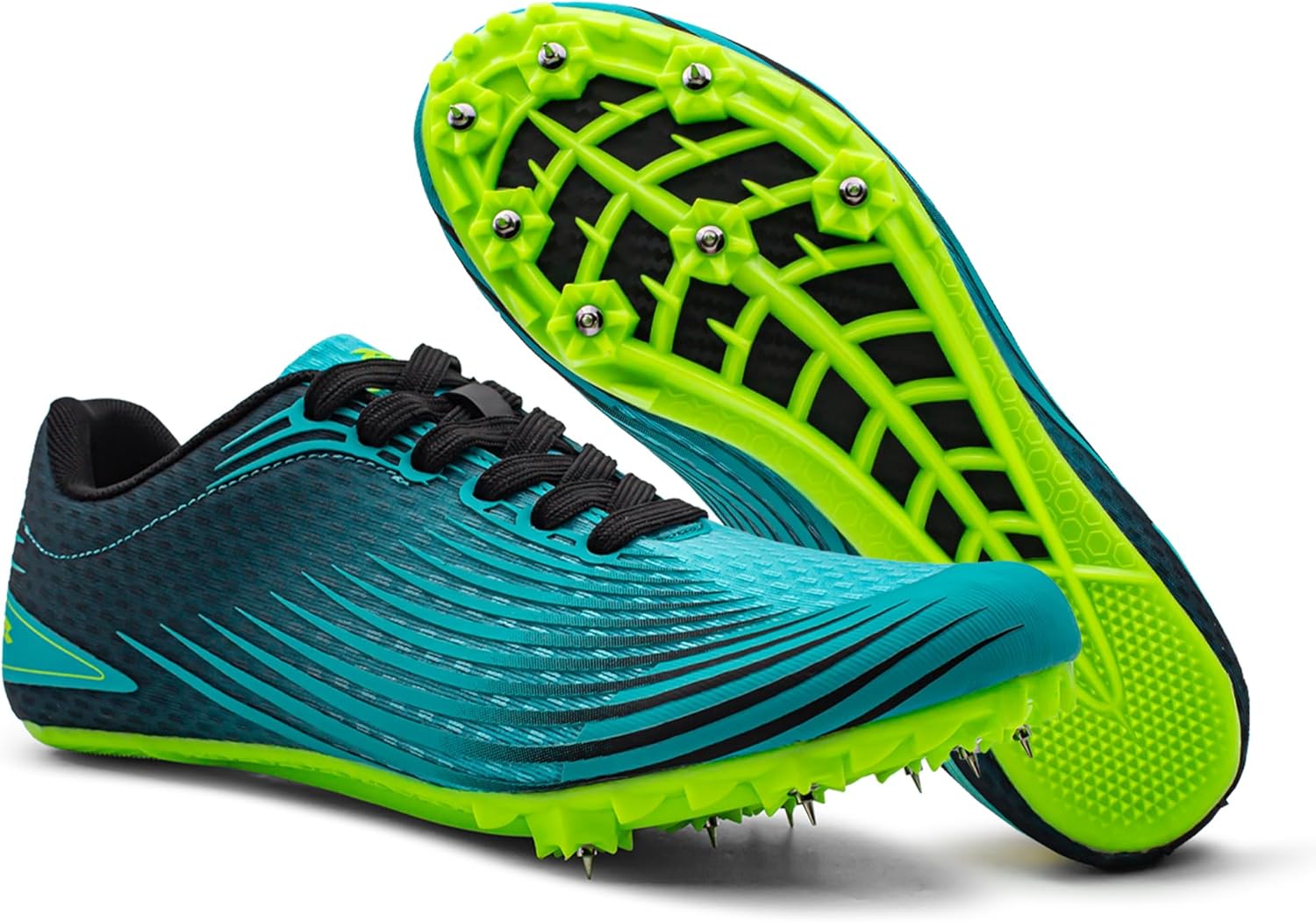 

Легкоатлетические кроссовки для мужчин, женщин и детей - Профессиональные беговые шиповки для спринта, соревнований и тренировок - 7 шипов дополнительные шипы и ключ (мужской размер США) Runic, небесно-голубой/лимонный