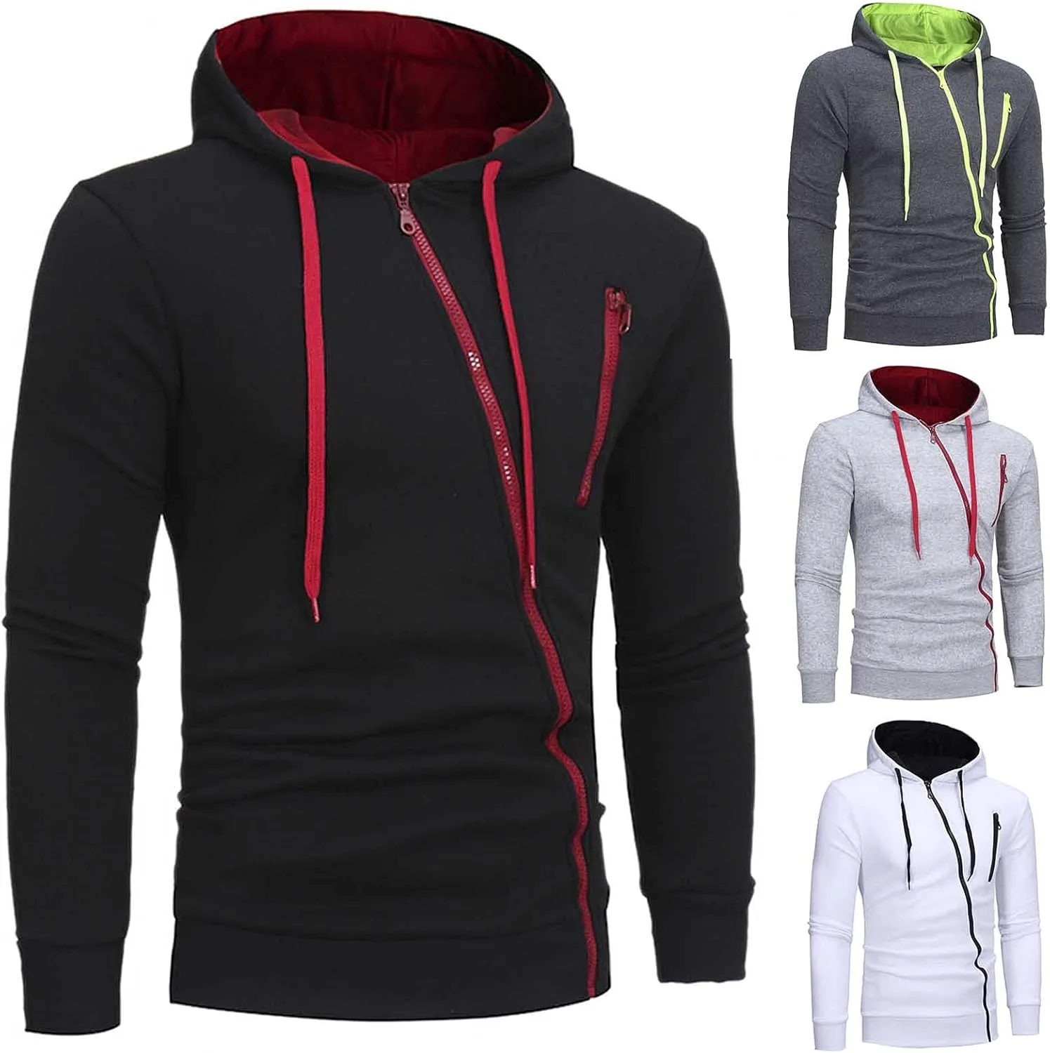 

Мужская худи на молнии легкая спортивная толстовка однотонная slim-fit tuduoms