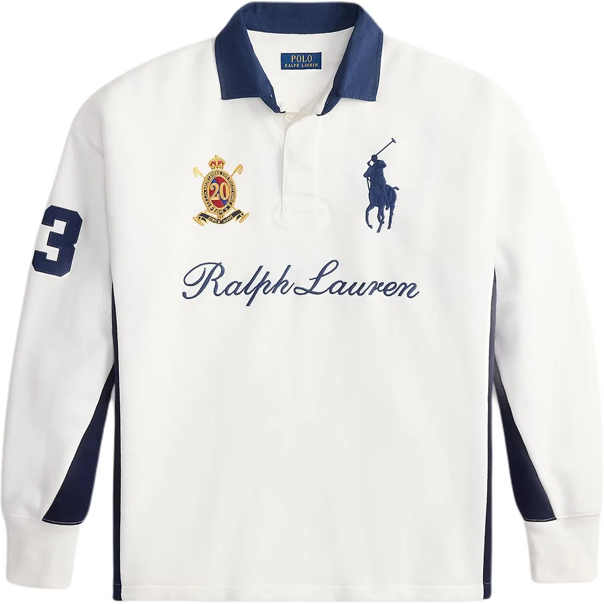Лонгслив-поло с воротником-стойкой в стиле регби Polo Ralph Lauren, White