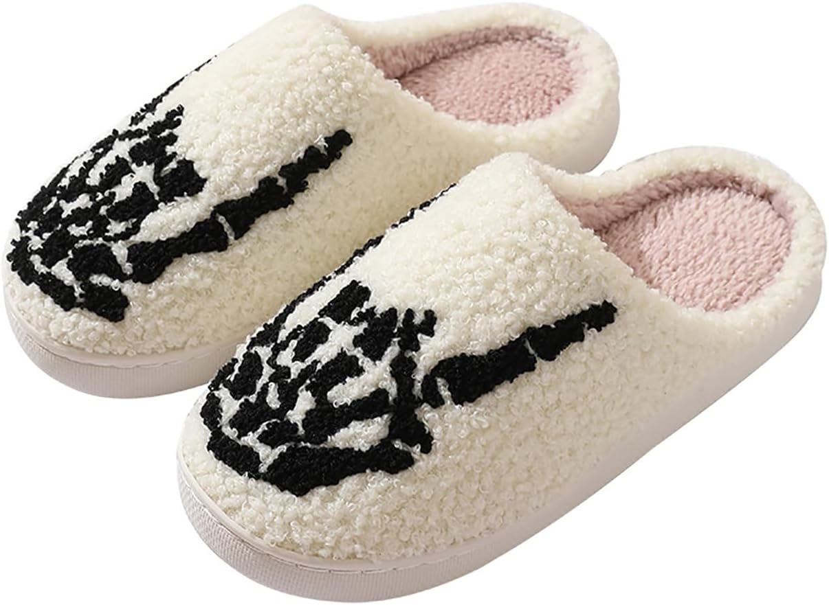 

Тапочки QBTZJ «Хэллоуинский призрак» для женщин и мужчин, смешной череп, пушистые тапочки, мягкие, теплые, легкие, для дома и улицы, Skull 6