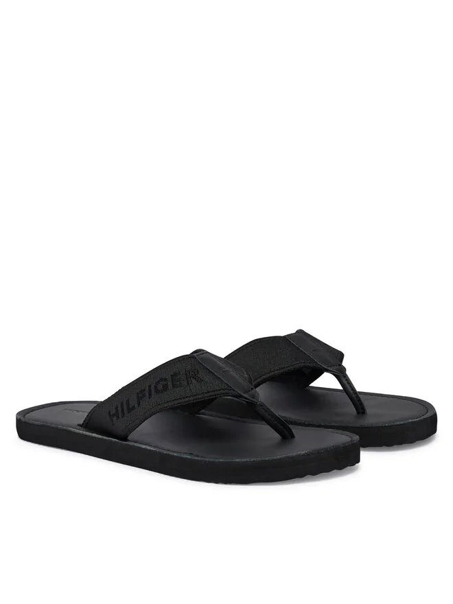 Tommy Hilfiger Шлепанцы с жаккардовым логотипом FM0FM05808, черные — фото 3