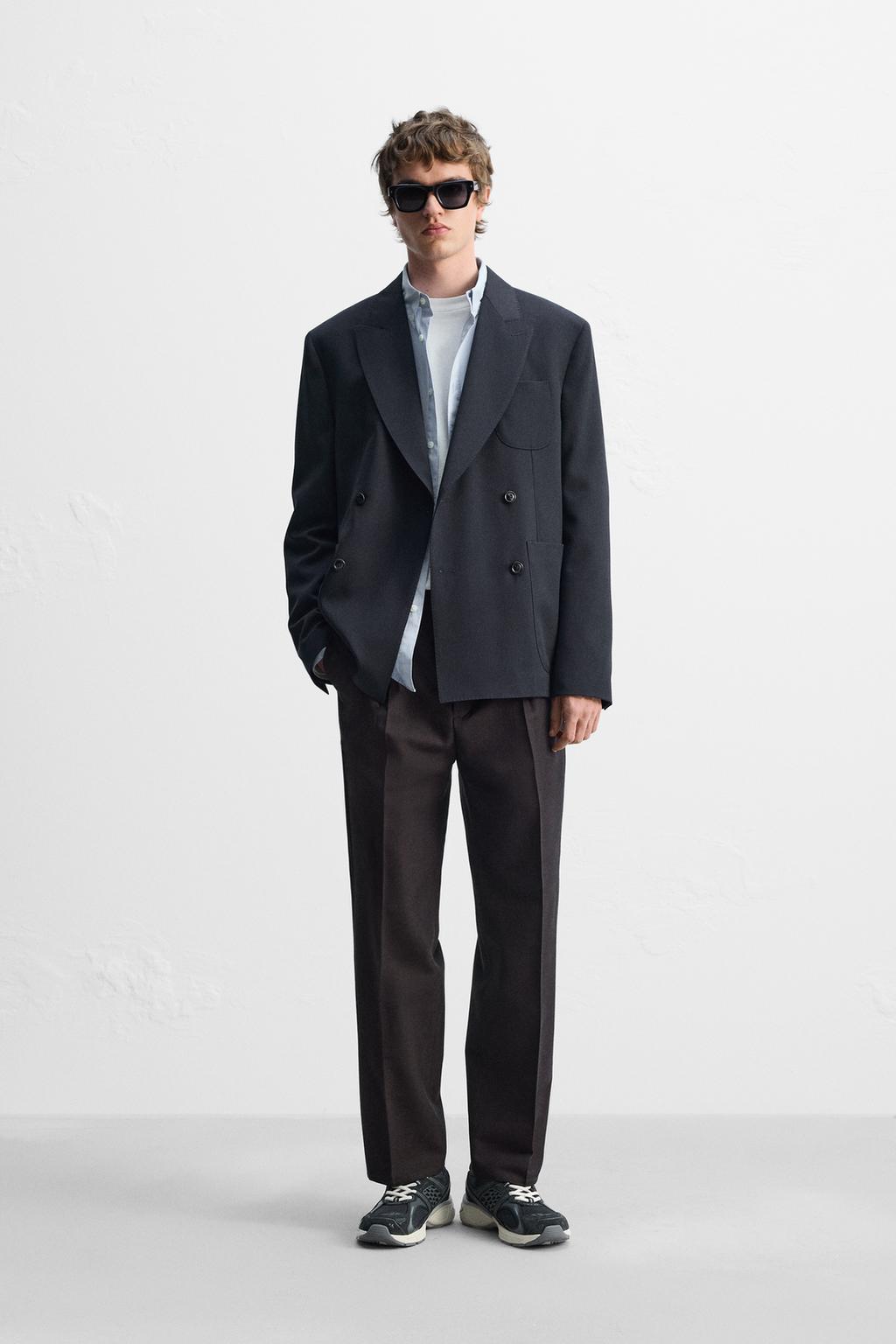 

Брюки в складку из хлопка /шерсти ZARA, цвет Earth