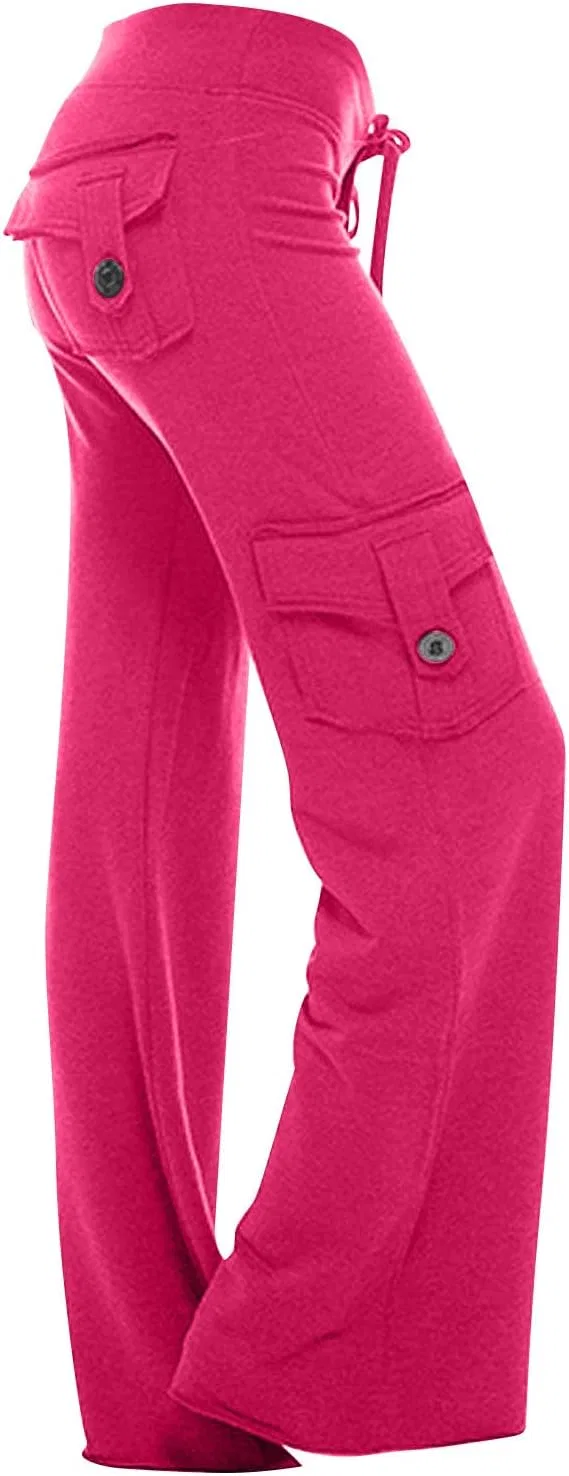 Брюки женские зауженные прямые с эластичным поясом, Generic, A04_hot Pink