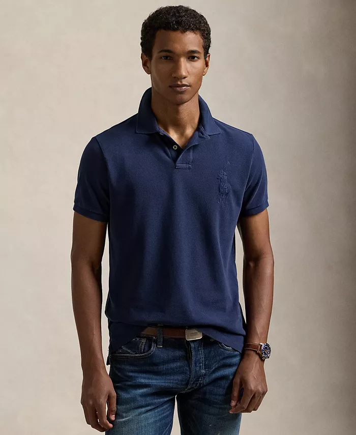 

Мужская поло с вышивкой Big Pony, slim fit, из сетчатой ткани Polo Ralph Lauren, синий