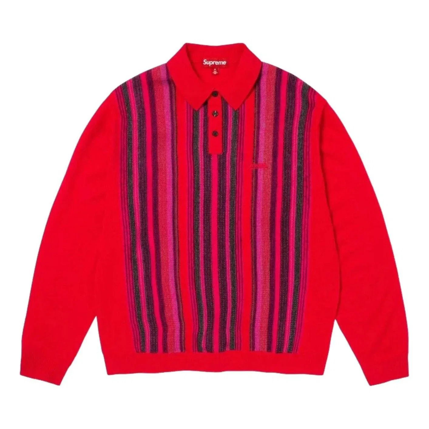 Поло Supreme SS26 Multi Stripe, красный цвет, SUP-SS26-195-RED