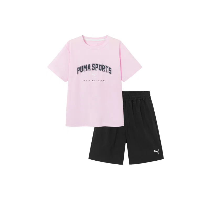 Детская повседневная спортивная футболка с круглым вырезом PUMA, Red Black Tone 00369