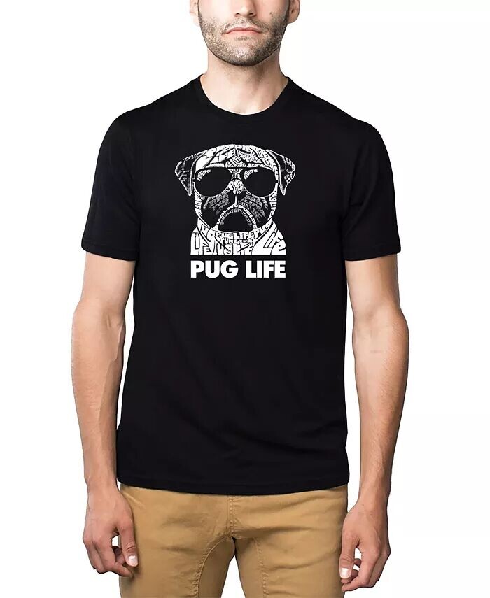 

Футболка мужская премиум-класса Word Art Pug Life LA Pop Art, черный