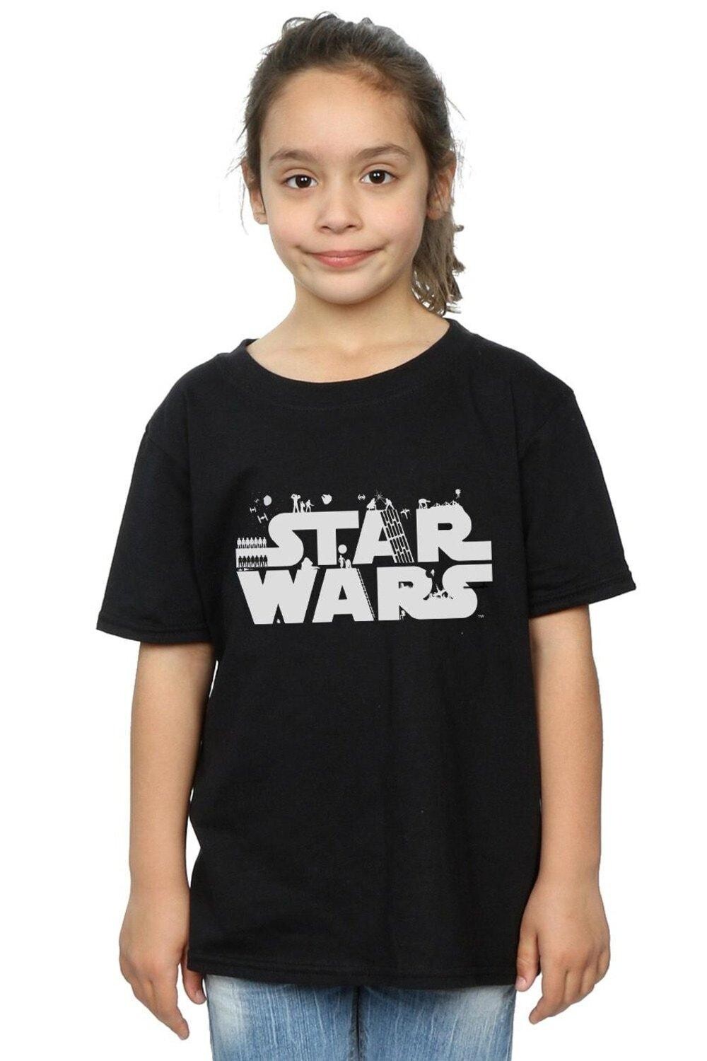 

Хлопковая футболка с минималистским логотипом Star Wars, черный