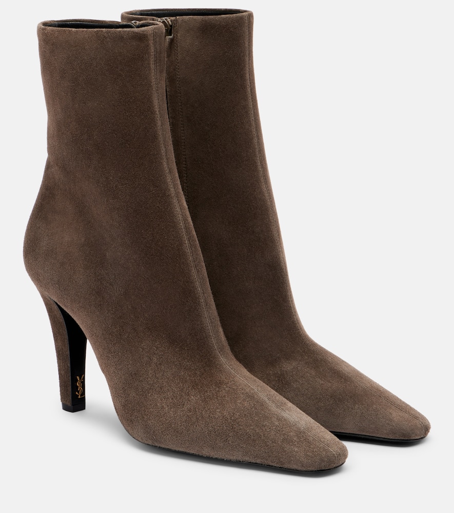 Ботинки Jill 95 на щиколотку из замши Saint Laurent, Mickey Grey