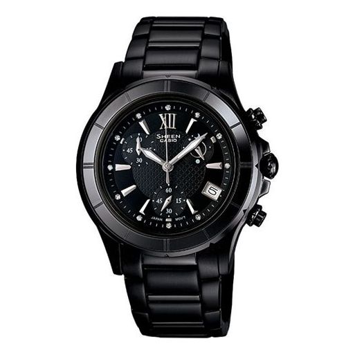 

Часы CASIO SHEEN Waterproof Stainless Steel Strap Black Analog, черный