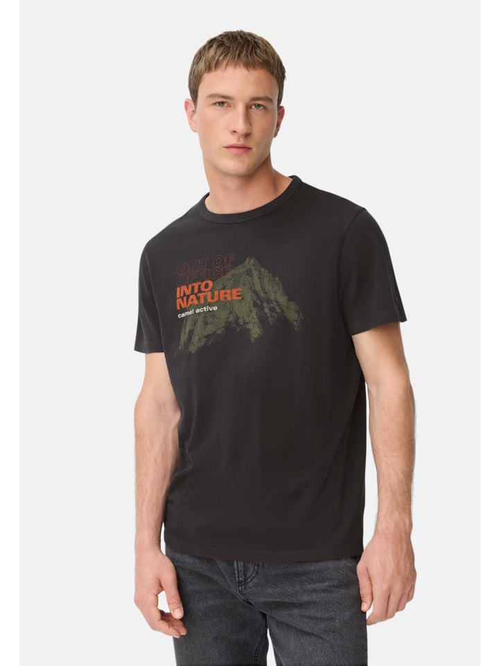 

Футболка из чистого хлопка с круглым вырезом черного цвета. Camel Active, Черный, Футболка из чистого хлопка с круглым вырезом черного цвета. Camel Active