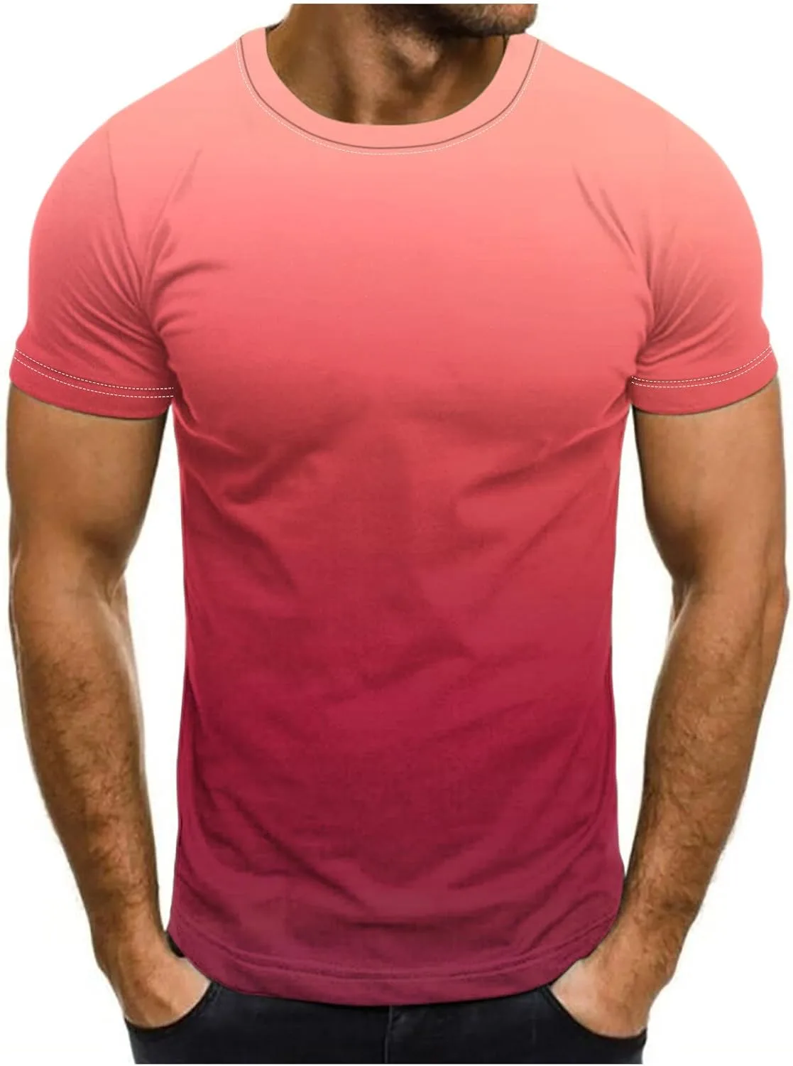 

Мужская футболка с коротким рукавом Big and Tall для тренировок, летняя, Casual, Gradient Color Muscularfit