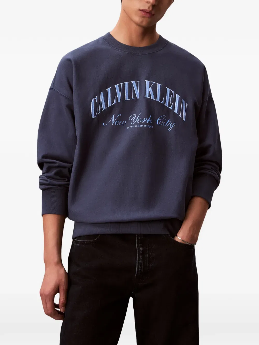 Свитер с графическим принтом Calvin Klein, синий — фото 3