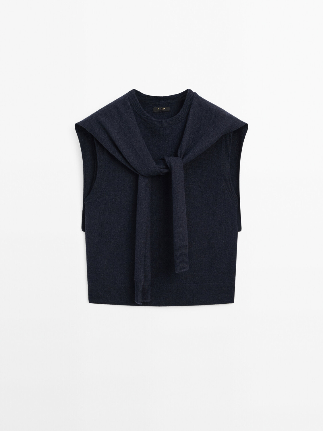 

Вязаный жилет с деталью на плечах Massimo Dutti, синий