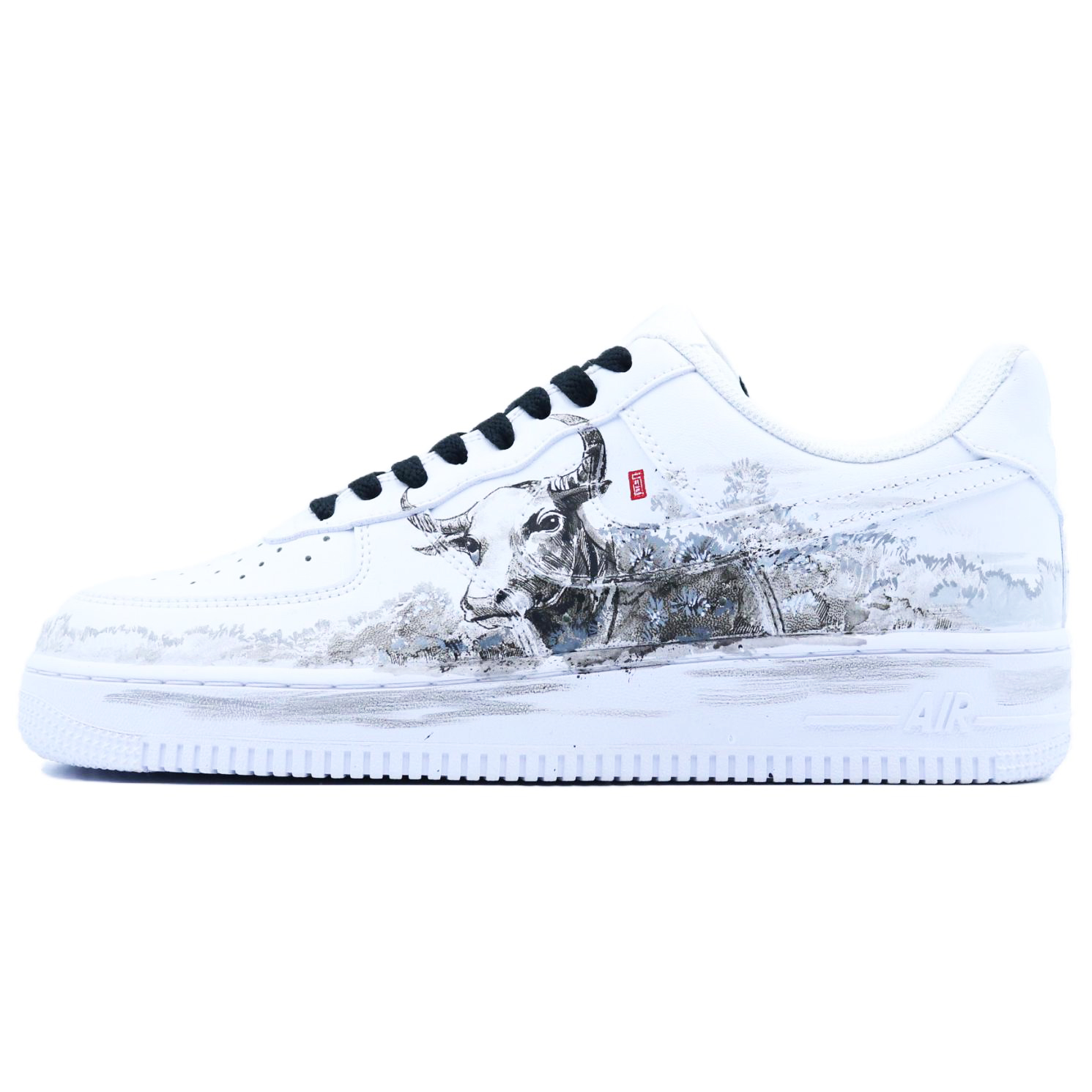 

Nike Кроссовки Air Force 1 противоскользящие износостойкие низкие для скейтбординга унисекс бело-черные, цвет White Black