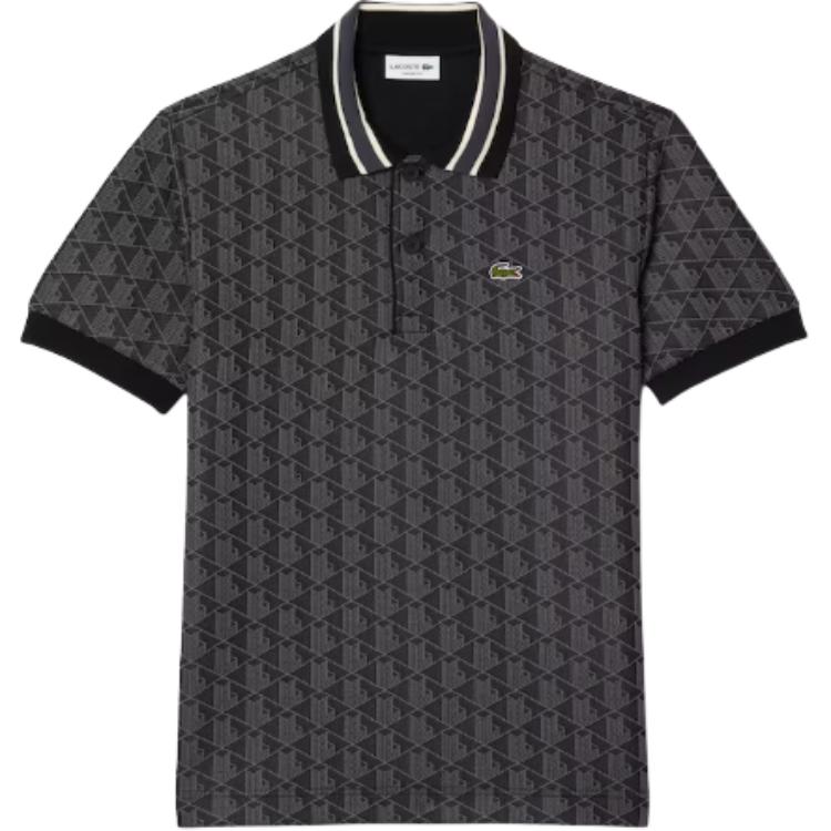 

Монограммированный жаккардовый поло LACOSTE, черный