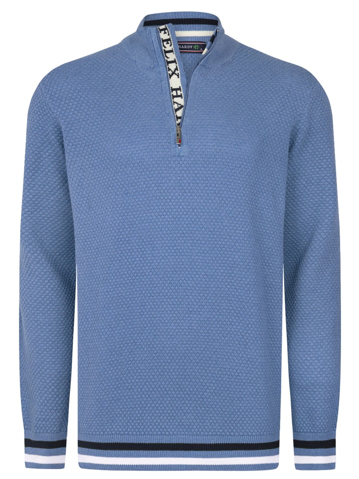 

Хлопковый свитер с полумолнией цвета индиго Felix Hardy