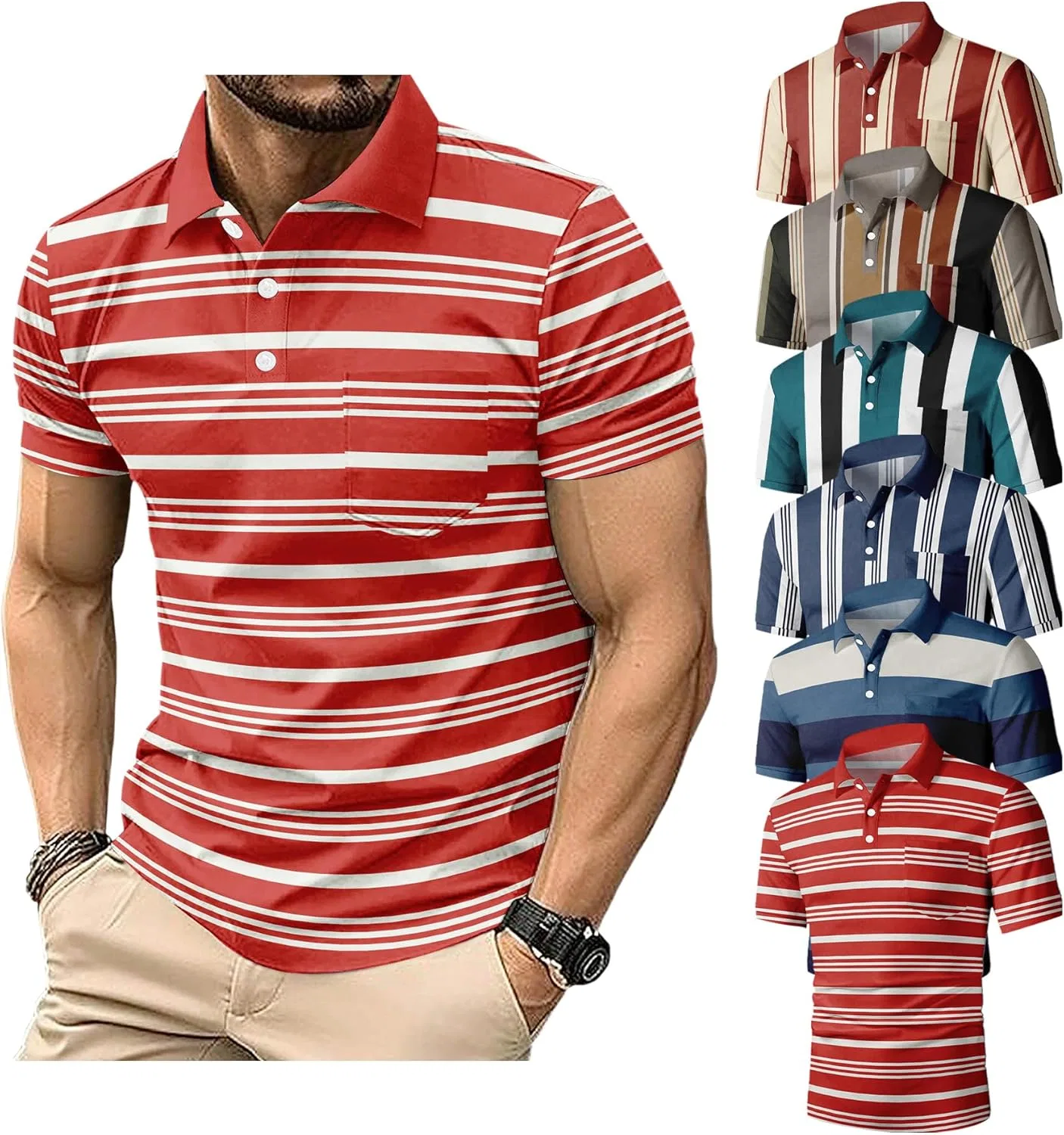 Мужское поло из 6 штук, дышащая ткань, Generic, набор 6 шт, Style-6pack-2