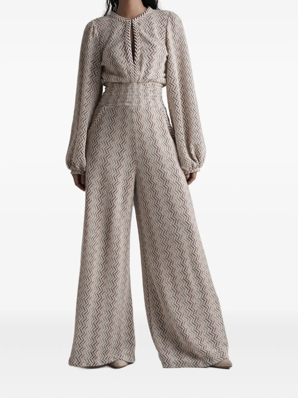 

Комбинезон с узором «елочка» и рукавами-фонариками PHO FIRENZE, нейтральный