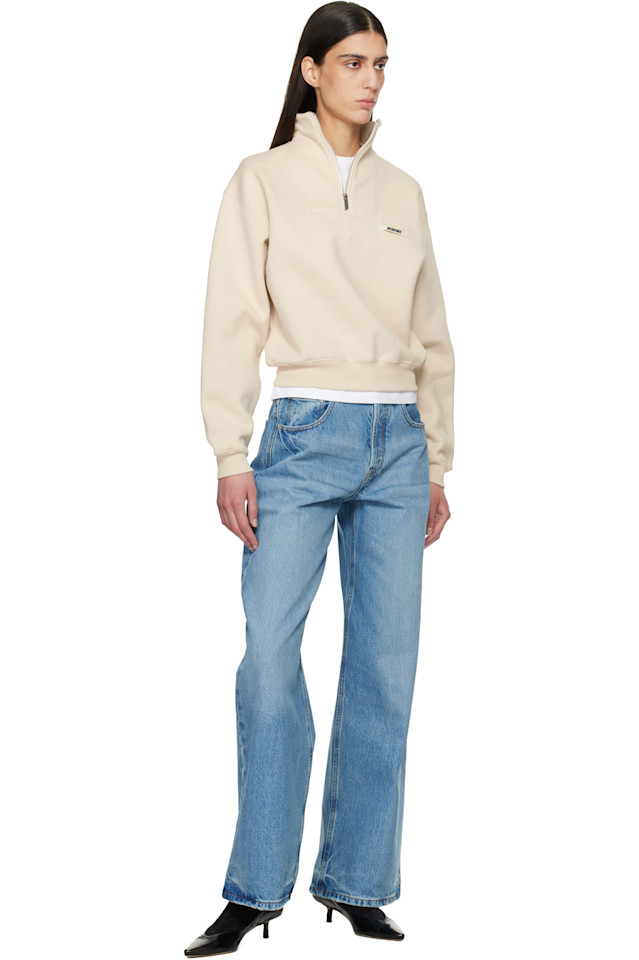 Бежевая толстовка Jacquemus с воротником-стойкой и молнией — фото 4