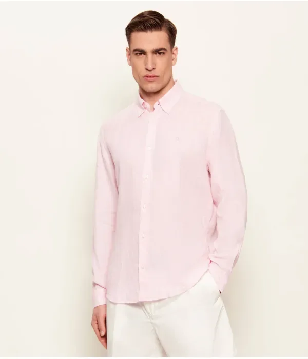 Льняная рубашка H-LIAM-BD-E-C1-261 regular fit Boss, розовый