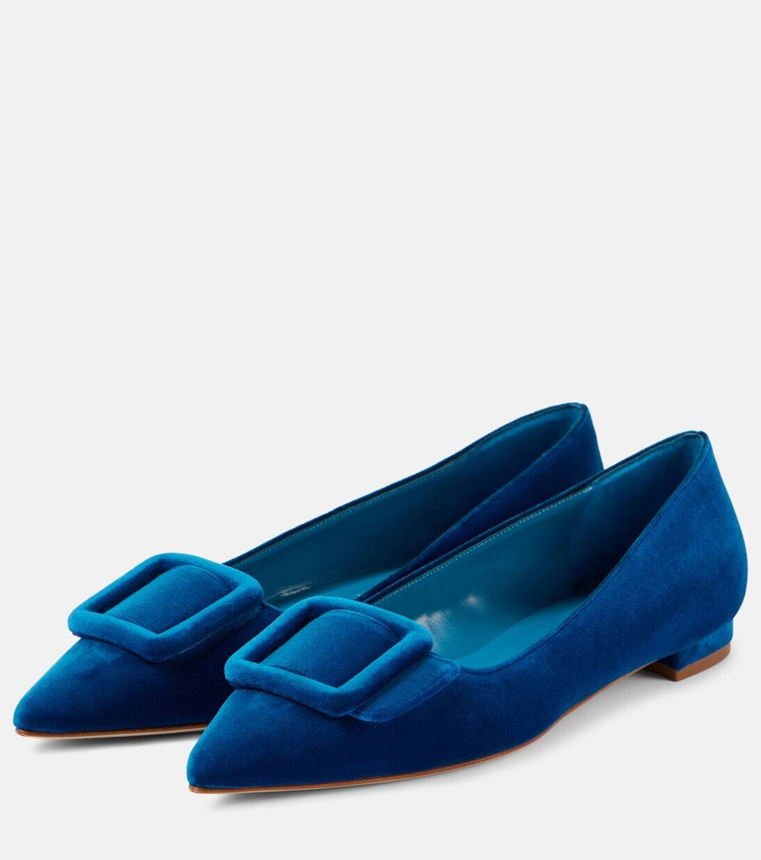 Бархатные балетки Maysale Manolo Blahnik, цвет 4333 bblu — фото 4