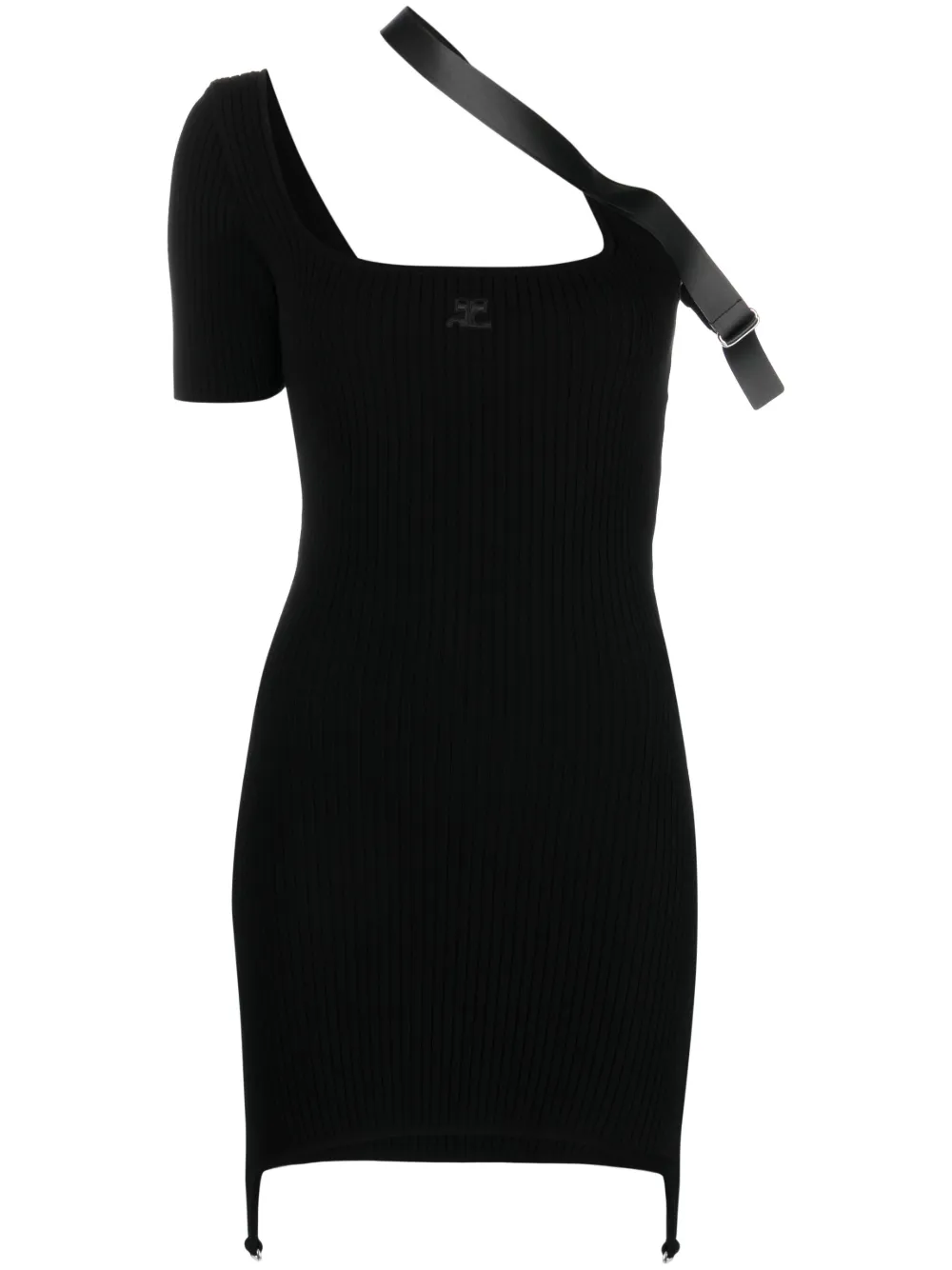 

Короткое платье асимметричного кроя Courrèges, черный