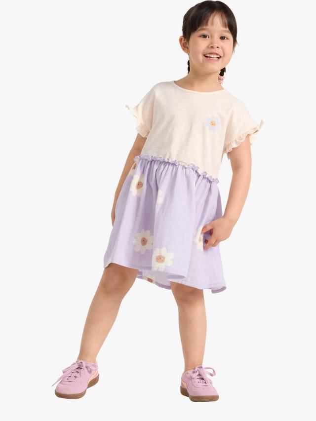 

Детское платье с цветочным принтом и присборенной талией Lindex, Light Dusty Lilac