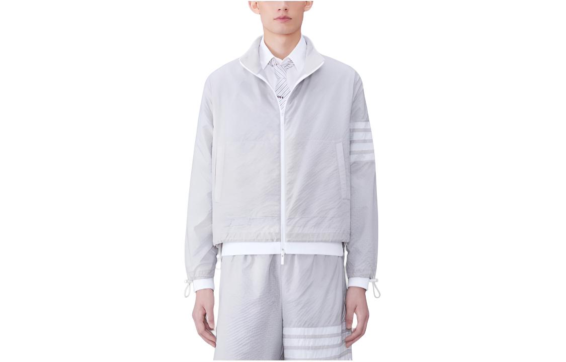 

THOM BROWNE Четырехкарманная куртка на молнии из рипстопа, Light Gray