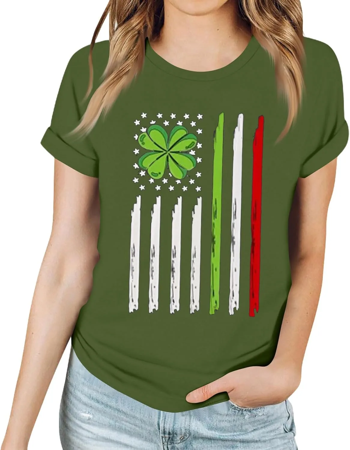 

Женская футболка St Patrick's Day с коротким рукавом FQZWONG