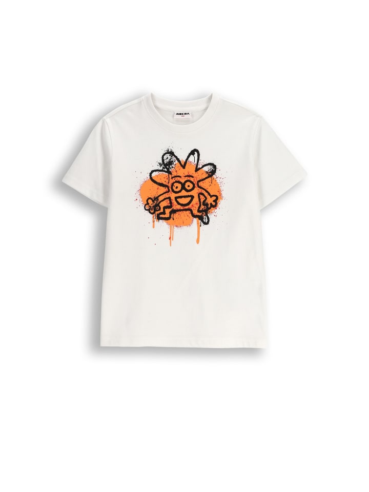 

Белая хлопковая футболка с короткими рукавами MOKIDA, Белый, Белая хлопковая футболка с короткими рукавами MOKIDA