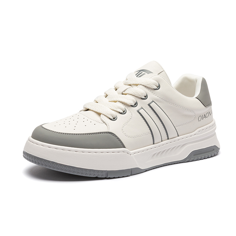 

QIAONAI Мужские устойчивые к истиранию низкие скейтерские кроссовки бело-серые, цвет White Gray