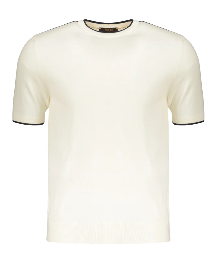 

Вязаная шерстяная футболка с контрастной отделкой. Moorer, бежевый