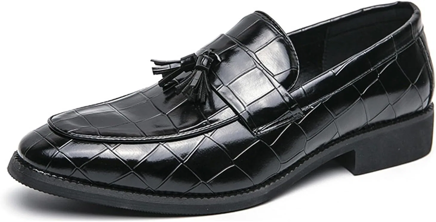 Мокасины мужские Minishion Minishion Mens Slip on Dress Shoes with Tassel Casual Penny Loafers Moccasins, черный