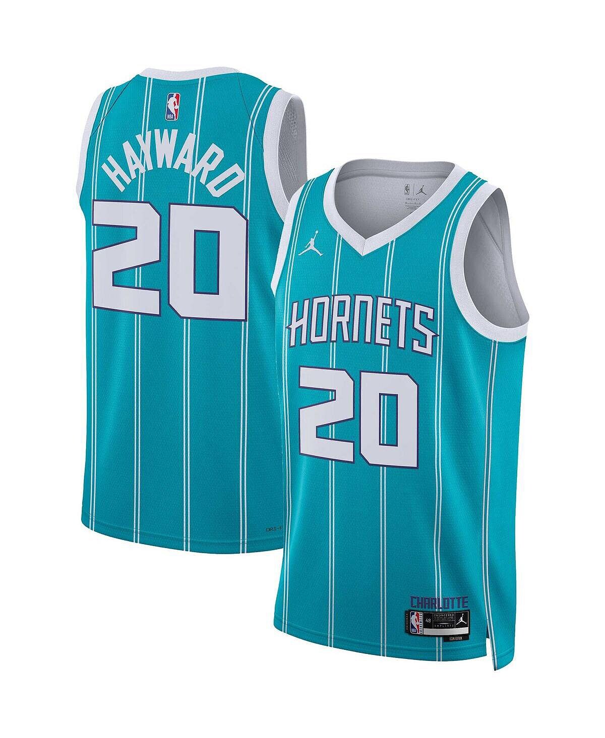 

Мужская и женская джерси Nike Gordon Hayward Teal Charlotte Hornets 2022/23 Swingman — Icon Edition Jordan