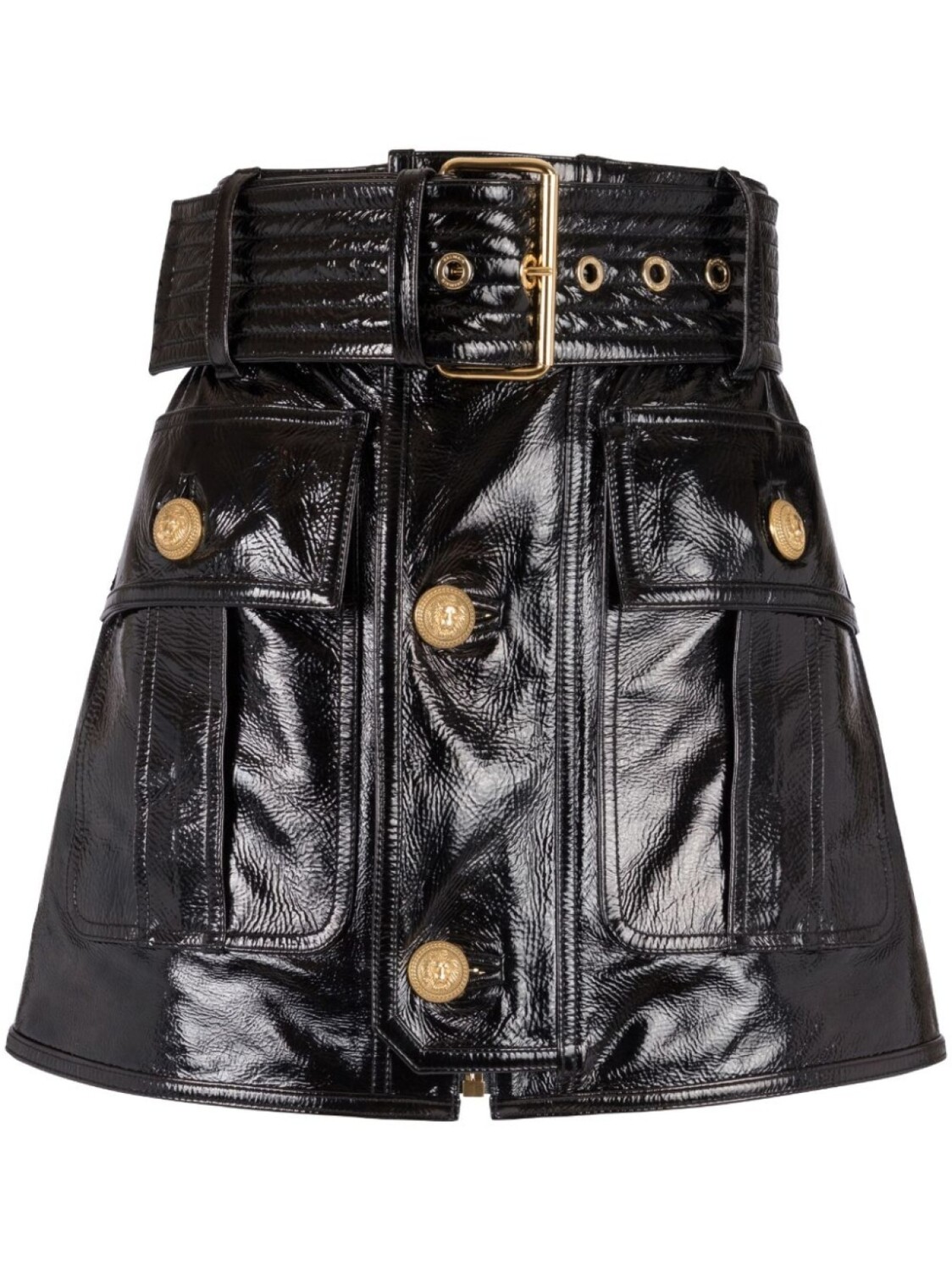 

Balmain кожаная мини-юбка с поясом, черный