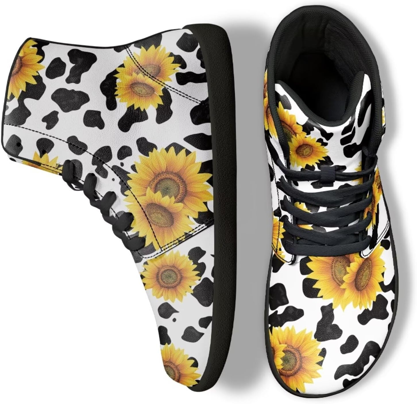 

Кроссовки Jeiento с животным принтом, высокие, без шнуровки, для тенниса, удобные, спортивные, для фитнеса и бега, мужские, Sunflower Cow Spot