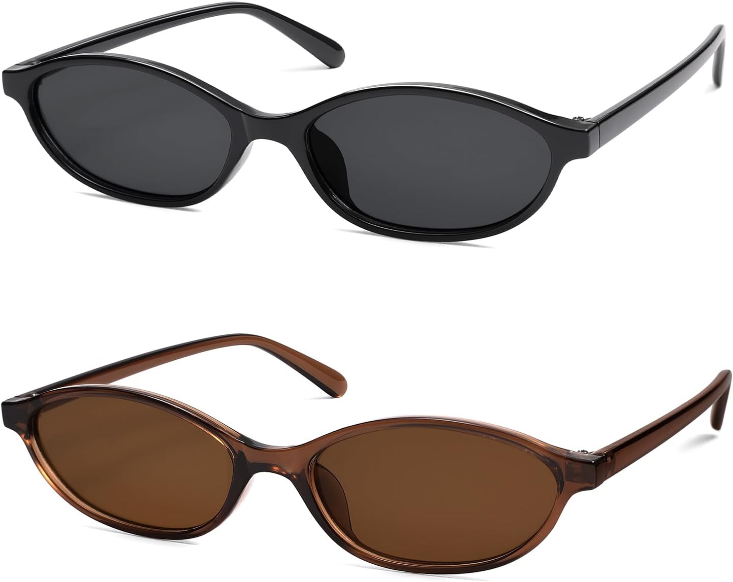 

Ретро-солнцезащитные очки «кошачий глаз» овальной формы для женщин, модные узкие солнцезащитные очки в стиле Y2k, дизайнерские солнцезащитные очки AR82253 HERJOUR, B01 Black/Grey+clear Brown/Brown