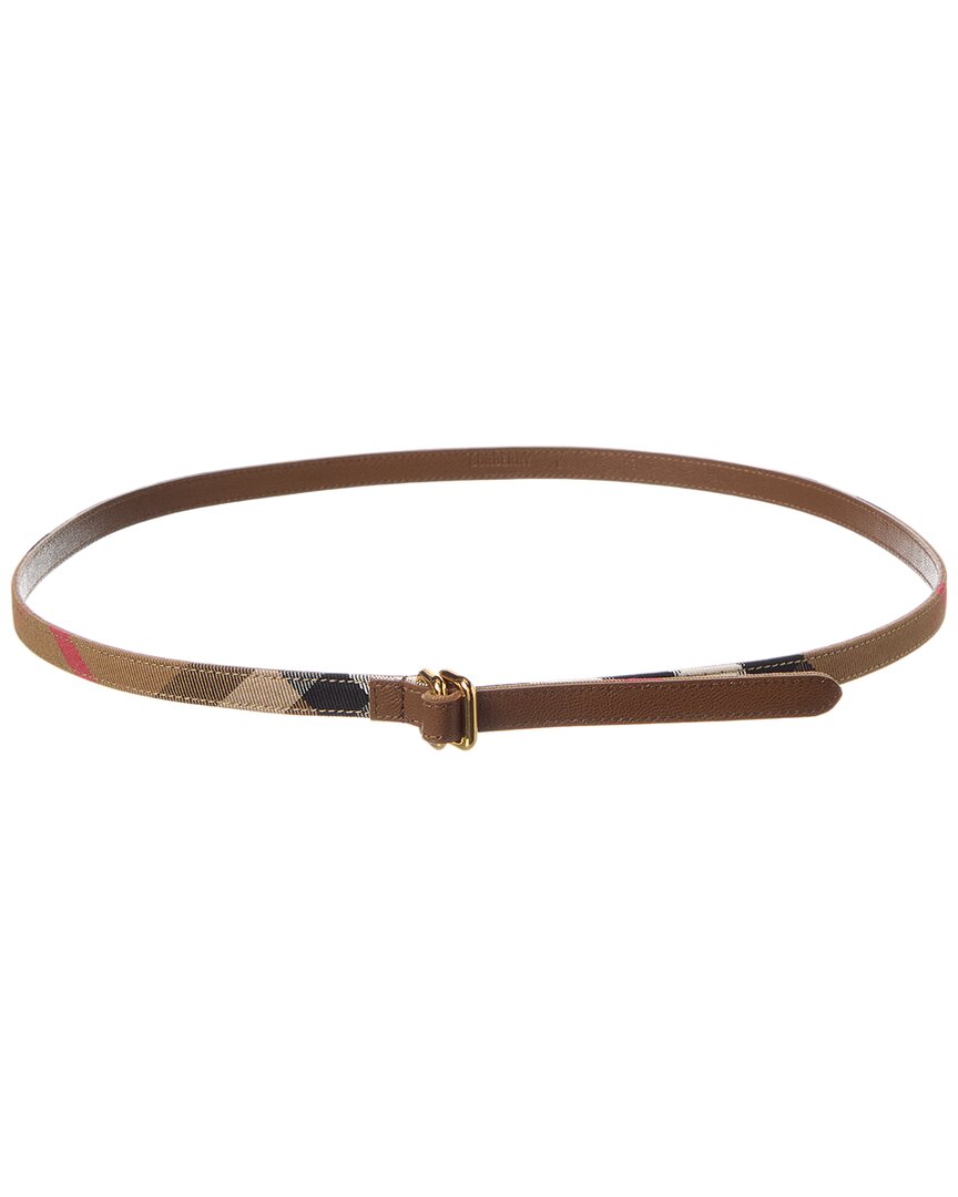 

Ремень из кожи и холста в клетку Burberry, коричневый